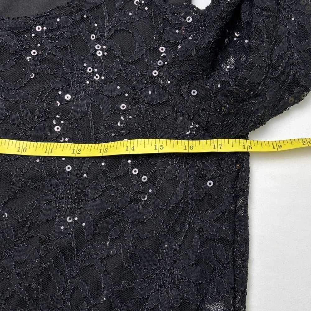 Tiana Womens Black Lace Sequin Sheer Midi Dress Size 12 Fairy Whimsygoth Party - Picture 6 of 9